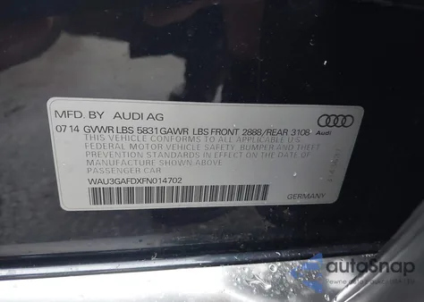 2015 Audi A8 L 3.0T z USA, uszkodzony, nr VIN WAU3GAFDXFN014702
